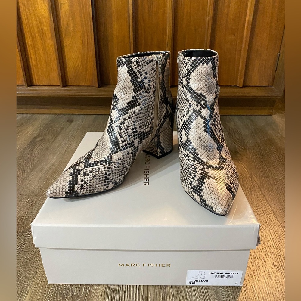 Marc Fisher Snakeskin Jelly Booties